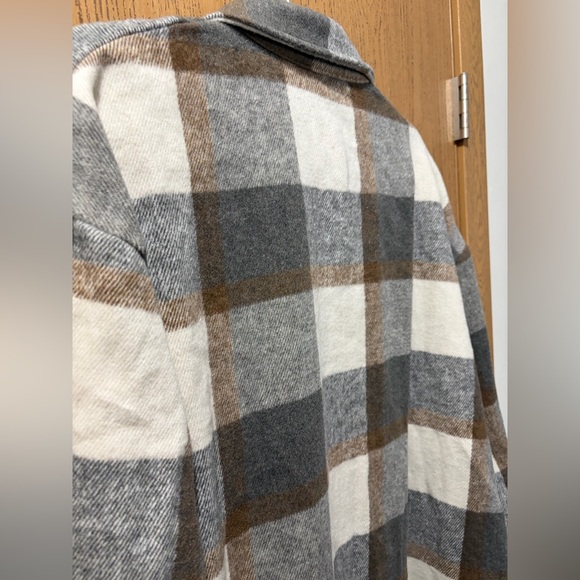 Plaid Button-Up Trench Coat - Picture 7 of 7